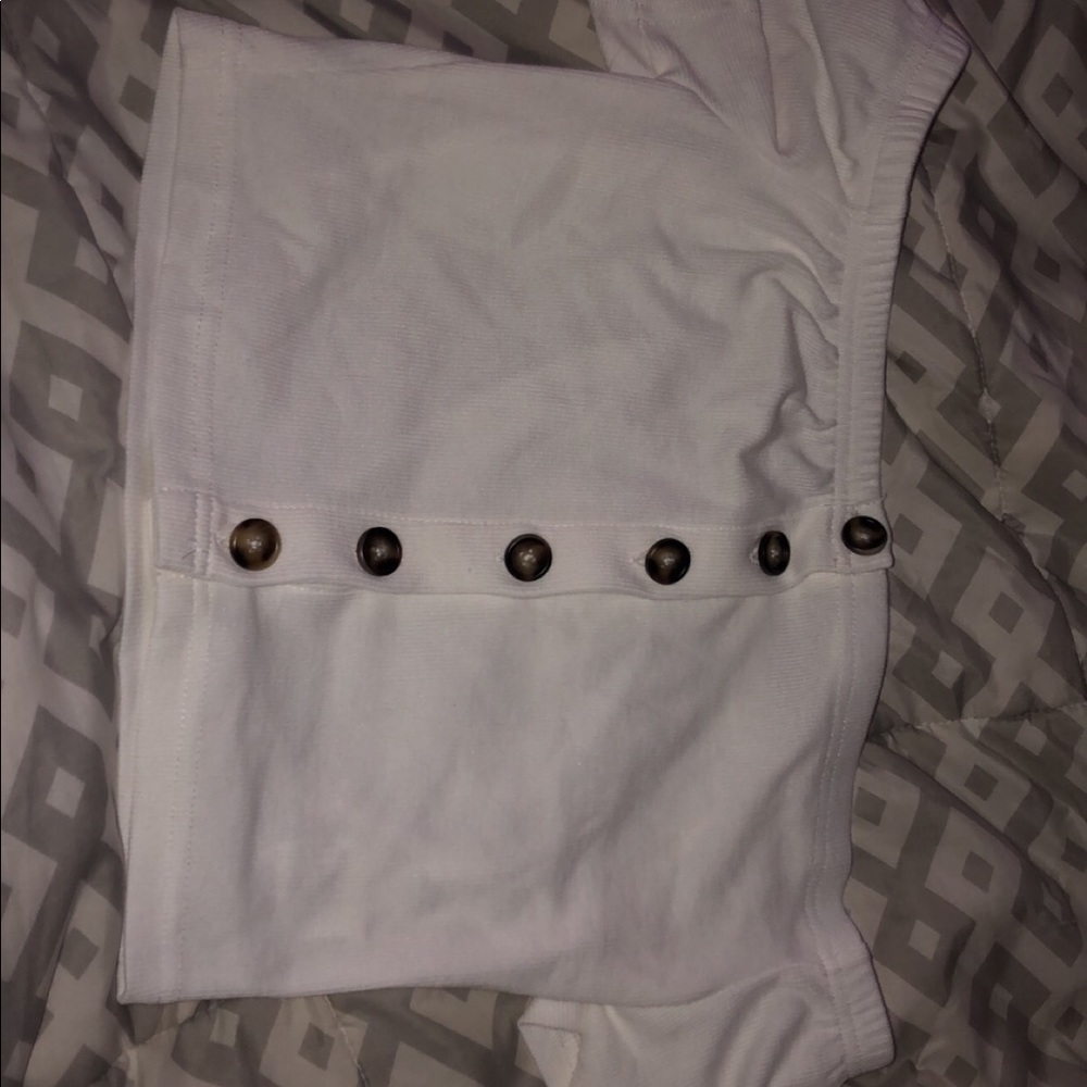 Off the shoulder button down crop